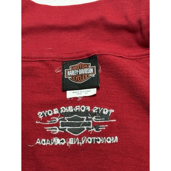 HARLEY DAVIDSON Toys For Big Boys Full Zip Red Sweatshirt Moncton NB Canada READ - Picture 6 of 13